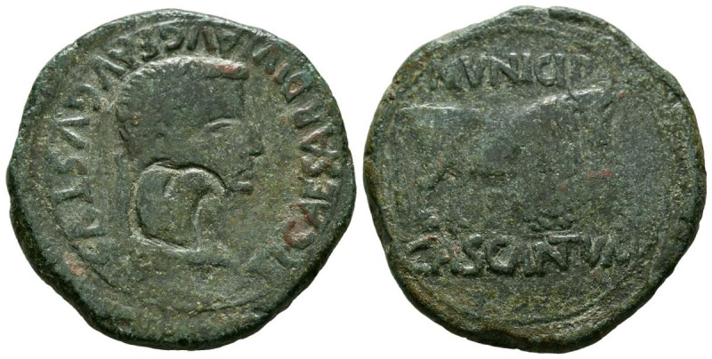 CASCANTUM (Cascante, Navarra). As. (Ae. 14,29g/30mm). 14-36 d.C. (FAB-691). Anv:...