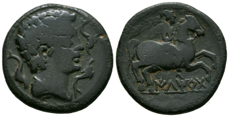 ILTIRTA (Lérida). As. (Ae. 11,67g/27mm). 200-20 a.C. (FAB-1465). Anv: Cabeza mas...