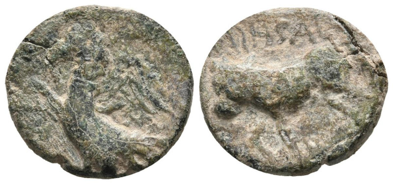 OBULCO (Porcuna, Jaén). Semis. (Ae. 3,92g/18mm). 220-20 a.C. (FAB-1844). Anv: Ag...
