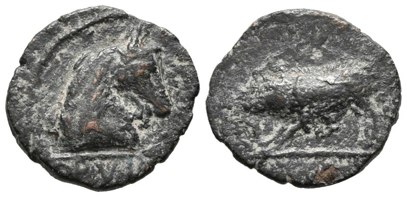 OBULCO (Porcuna, Jaén). Cuadrante. (Ae. 2,41g/17mm). 220-20 a.C. (FAB-1853). Anv...