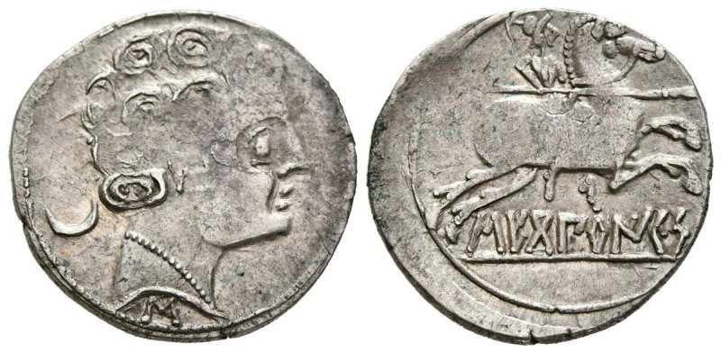 SECOBIRICES (Saelices, Cuenca). Denario. (Ar. 3,59g/21mm). 120-30 a.C. (FAB-2172...