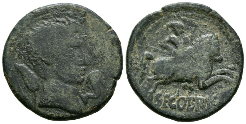 SEGOBRIGA (Saelices, Cuenca). As. (Ae. 9,26g/27mm). 30-20 a.C. (FAB-2182). Anv: ...