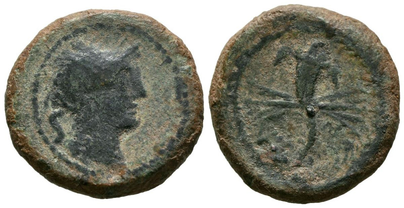 VALENTIA (Valencia). Semis. (Ae. 10,06g/23mm). 150-50 a.C. (FAB-2513). Anv: Cabe...