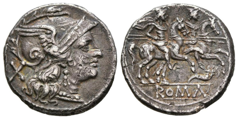 ACUÑACIONES ANONIMAS. Denario. (Ar. 4,08g/18mm). 208-206 a.C. Roma. (Crawford 58...