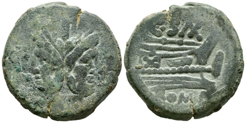 CLUVIS SAXULA. As. (Ae. 25,38g/32mm). 169-158 a.C. Roma. (Crawford 173/1). Anv: ...