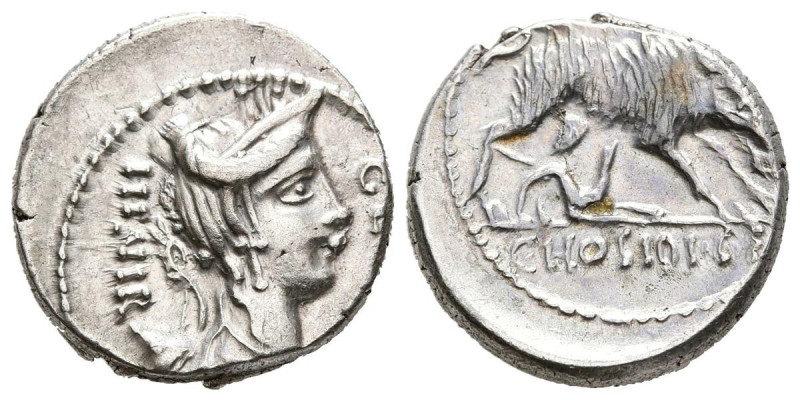 GENS HOSIDIA. Denario. (Ar. 3,64g/17mm). 68 a.C. Ceca incierta italiana. (Crawfo...