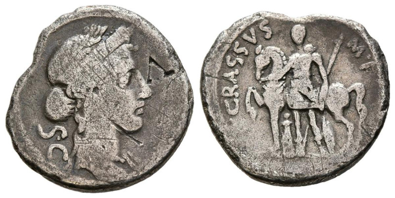 GENS LICINIA. Denario. (Ar. 3,16g/18mm). 55 a.C. Roma. (Crawford 430/1; FFC 804)...