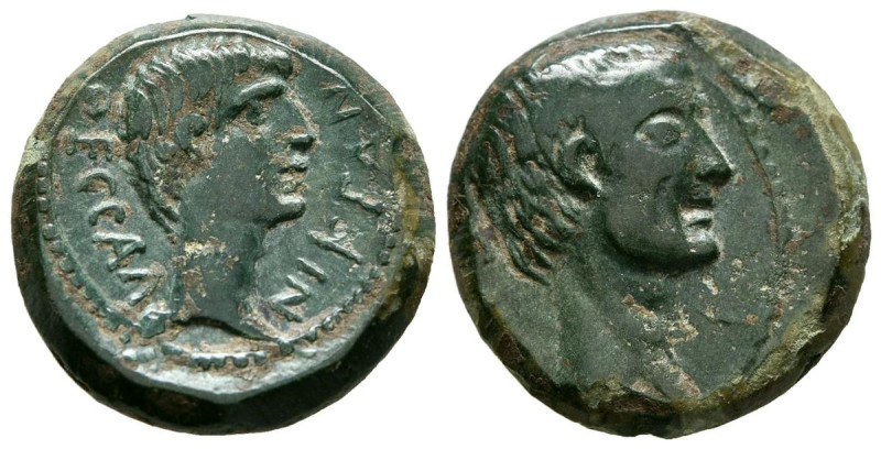 AUGUSTO y JULIO CESAR. Ae20. (Ae. 6,56g/20mm). 14 d.C. Tesalónica. (RPC 5421). A...