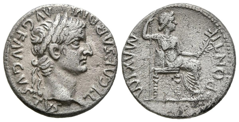 TIBERIO. Denario. (Ar. 3,60g/18mm). 36-37 d.C. Lugdunum. (RIC 30). Anv: Cabeza d...