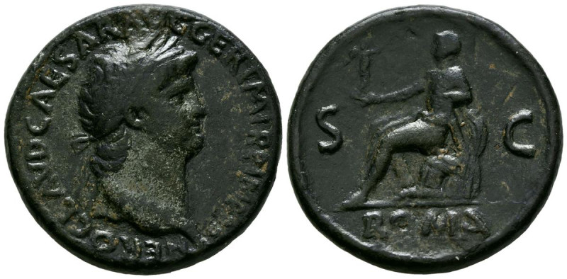 NERON. Sestercio. (Ae. 25,79g/35mm). 62-68 d.C. Lugdunum. (RIC 442). Anv: Cabeza...