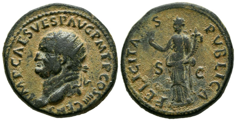 VESPASIANO. Dupondio. (Ae. 12,92g/27mm). 73 d.C. Roma. (RIC 581). Anv: Cabeza ra...