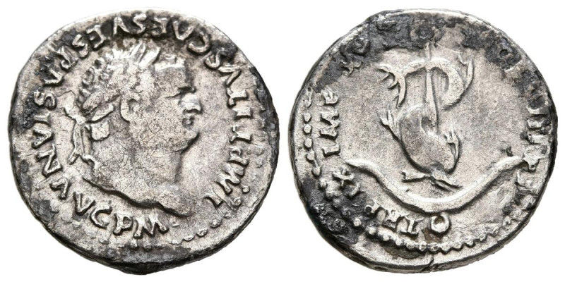 TITO. Denario. (Ar. 2,95g/18mm). 80 d.C. Roma. (RIC 112). Anv: Cabeza laureada d...