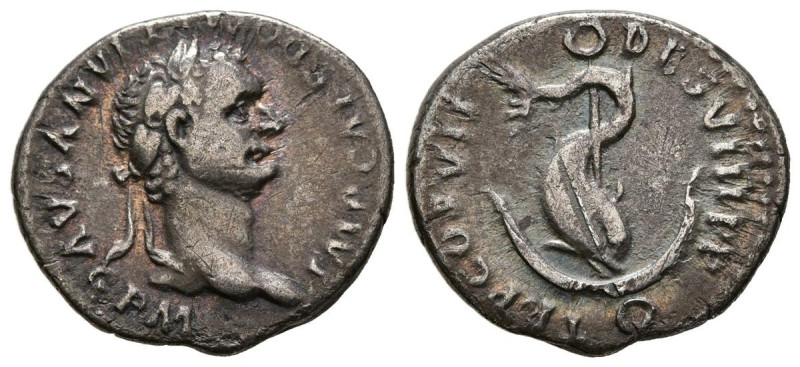 DOMICIANO. Denario. (Ar. 2,68g/18mm). 82 d.C. Roma. (RIC 96). Anv: Cabeza laurea...