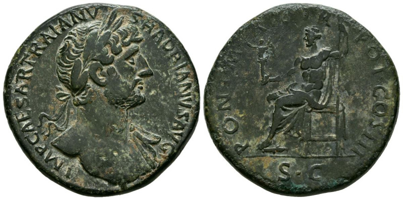 ADRIANO. Sestercio. (Ae. 24,24g/33mm). 119-120 d.C. Roma. (RIC 249). Anv: Busto ...