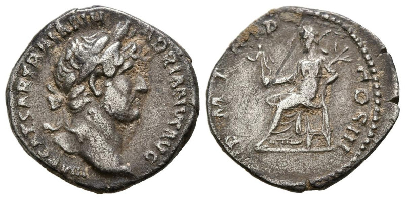 ADRIANO. Denario. (Ar. 3,10g/19mm). 121-123 d.C. Roma. (RIC 542): Anv: Cabeza la...