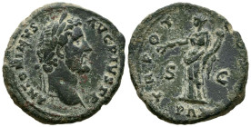 ANTONINO PIO. As. (Ae. 11,35g/29mm). 139 d.C. Roma. (RIC 569a). Anv: Busto laureado de Antonino Pío a derecha, alrededor leyenda: ANTONINVS AVG PIVS P...