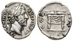 ANTONINO PIO. Denario. (Ar. 3,27g/18mm). 145-147 d.C. Roma. (RIC 137). Anv: Cabeza laureada de Antonino Pío a derecha, alrededor leyenda: ANTONINVS AV...