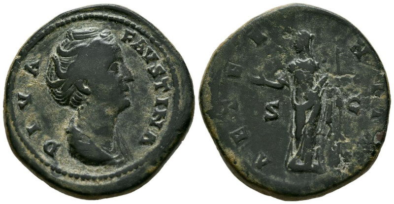 FAUSTINA I. Sestercio. (Ae. 24,97g/33mm). 141 d.C. Roma. (RIC 1105). Anv: Busto ...