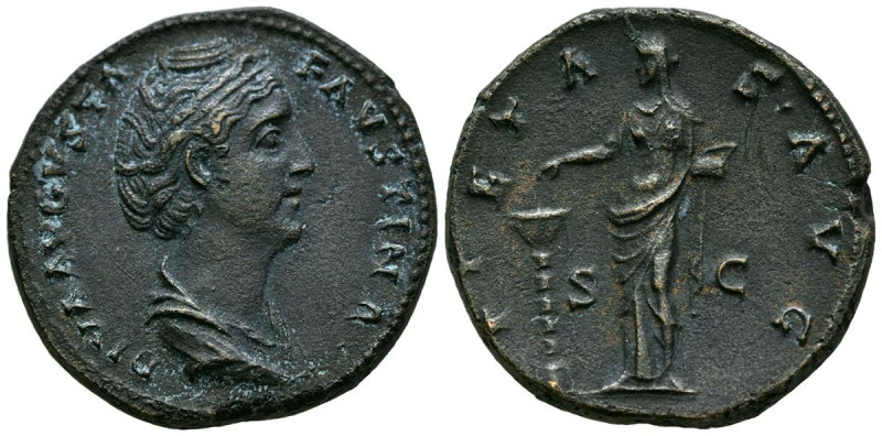 FAUSTINA I. Sestercio. (Ae. 24,20g/33mm). 140-141 d.C. Roma. (RIC 1146a). Anv: B...