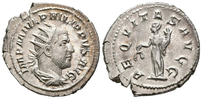 FILIPO I. Antoniniano. (Ar. 3,88g/23mm). 244-247 d.C. Roma. (RIC 27b). Anv: Bust...