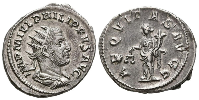 FILIPO I. Antoniniano. (Ar. 4,61g/24mm). 244-247 d.C. Roma. (RIC 27b). Anv: Bust...