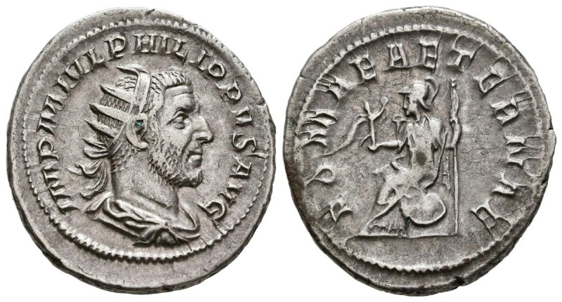 FILIPO I. Antoniniano. (Ar. 4,37g/23mm). 245-247 d.C. Roma. (RIC 44b). Anv: Bust...