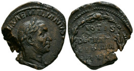 AEMILIANO. Sestercio. (Ae. 12,88g/28mm). 253 d.C. Roma. (RIC 54a). Anv: Busto laureado y drapeado de Aemiliano a derecha, alrededor leyenda: IMP CAES ...