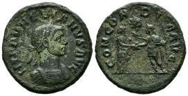AURELIANO. As. (Ae. 7,47g/24mm). 275 d.C. Roma. (RIC 80). Anv: Busto laureado y con coraza de Aureliano a derecha, alrededor leyenda: IMP AVRELIANVS A...