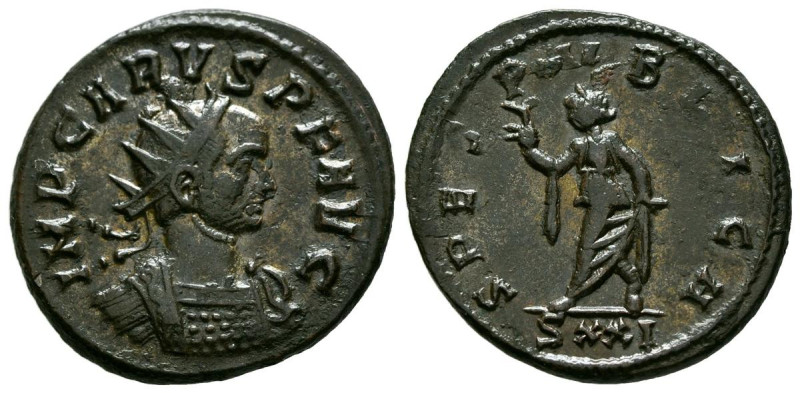 CARO. Antoniniano. (Ae. 4,22g/22mm). 282 d.C. Ticinum. (RIC 82). Anv: Busto radi...