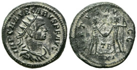 CARO. Antoniniano. (Ae. 3,91g/22mm). 282-283 d.C. Trípoli. (RIC 128). Anv: Busto radiado, drapeado y con coraza de Caro a derecha, alrededor leyenda: ...