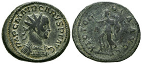 CARO. Antoniniano. (Ae. 5,03g/24mm). 282-283 d.C. Lugdunum. (RIC No cita). Anv: Busto radiado y con coraza de Caro a derecha, alrededor leyenda: IMP C...
