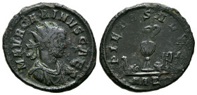 CARINO. Antoniniano. (Ae. 3,14g/21mm). 282-283 d.C. Roma. (RIC 156). Anv: Busto radiado, drapeado y con coraza de Carino a derecha, alrededor leyenda:...