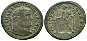 MAXIMIANO HERCULIO. Follis. (Ae. 12,44g/29mm). 302-303 d.C. Tesalónica. (RIC 25b). Anv: Cabeza laureada de Maximiano Herculio a derecha, alrededor ley...