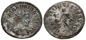 MAXIMIANO I. Antoniniano. (Ve. 3,62g/23mm). 287-289 d.C. Lugdunum. (RIC no cita). Anv: Busto radiado y con coraza de Maximiano I a derecha, alrededor ...