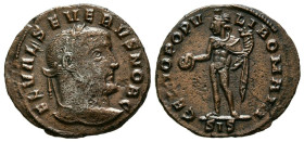 SEVERO II. 1/4 Follis. (Ae. 2,48g/19mm). 305-306 d.C. Siscia. (RIC 170a). Anv: Cabeza laureada de Severo II a derecha, alrededor leyenda: FL VAL SEVER...