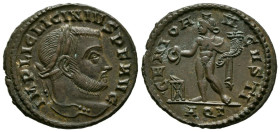 LICINIO I. Follis. (Ae. 4,69g/23mm). 312-313 d.C. Aquileia. (RIC 131). Anv: Cabeza laureada de Licinio I a derecha, alrededor leyenda: IMP LIC LICINIV...