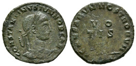 CONSTANTINO II. Centenional. (Ae. 2,64g/19mm). 320 d.C. Ceca no visible. (¿RIC?). Anv: Cabeza laureada de Consantino II a derecha, alrededor leyenda: ...
