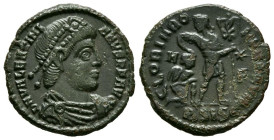 VALENTINIANO I. Follis. (Ae. 2,31g/18mm). 367-375 d.C. Siscia. (RIC 14a). Anv: Busto diademado y drapeado de Valentiniano I a derecha, alrededor leyen...