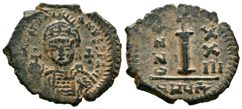 JUSTINIANO I. Decanummium. (Ae. 3,80g/23mm). 546-547 d.C. Theupolis. (Seaby 236)...