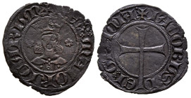 JAIME III (1324-1343). Dobler. (Ae. 1,56g/21mm). Mallorca. (Cru V.S. 557). Anv: Busto coronado de Jaime III de frente, entre dos flores, alrededor ley...