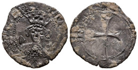 ALFONSO IV (1416-1458). Dobler. (Ve. 1,25g/20mm). Mallorca. (Cru.V.S. 856). Anv: Busto coronado de Alfonso IV de frente entre dos escudos catalanes, a...