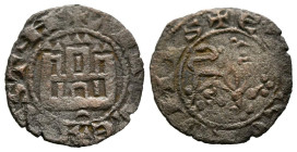 ALFONSO X (1252-1284). Maravedí Prieto. (Ve. 0,75g/1mm). Cuenca. (FAB-277.1). Anv: Castillo, debajo cuenco invertido, todo dentro de gráfila circular,...