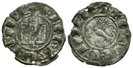 FERNANDO IV (1295-1312). Pepión. (Ae. 0,73g/19mm). Burgos. (FAB-319). Anv: Castillo, debajo B, dentro de gráfila, alrededor leyenda: F REX CASTELLE. R...