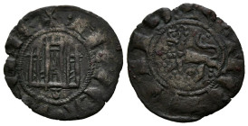 FERNANDO IV (1295-1312). Pepión. (Ve. 0,78g/19mm). Coruña. (FAB-321). Anv: Castillo, debajo venera, todo dentro de gráfila circular, alrededor leyenda...