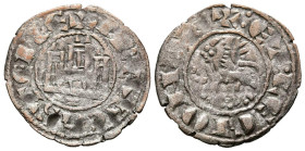 FERNANDO IV (1295-1312). Pepión. (Ae. 0,70g/20mm). Cuenca. (FAB-322.1). Anv: Castillo, debajo cuenco con pie, dentro de gráfila, alrededor leyenda: F ...