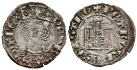 PEDRO I (1350-1368). Cornado. (Ve. 0,73g/19mm). Burgos. (FAB-396). Anv: busto coronado de frente cortando la grafila circular con leyeda PETRVS REX: R...