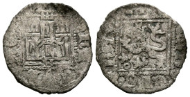 ENRIQUE II (1368-1379). Noven. (Ve. 0,99g/12mm). Burgos. (FAB-494). Anv: Castillo, debajo marca de ceca B, todo dentro de gráfila cuadrada, alrededor ...