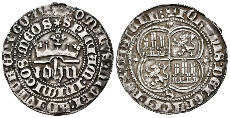 JUAN I (1379-1390). Real (Ar. 3,47g/27mm). S/D. Sevilla. (FAB-539.1). Anv: IOHN ...