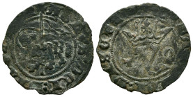 JUAN I (1379-1390). Blanca del Agnus Dei. (Ve. 1,55g/21mm). Toledo. (FAB-557.1). Anv: Agnus Dei a izquierda con estandarte y T delante, todo dentro de...