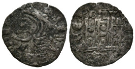 JUAN I (1379-1390). Cornado. (Ve. 0,77g/17mm). Burgos. (FAB-566.1). Anv: Busto coronado de Juan I a izquierda, alrededor leyenda: IOHANES REX. Rev: Ca...